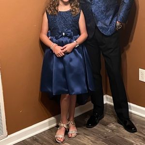 Navy Blue Young girls hi-low party dress size 10/12